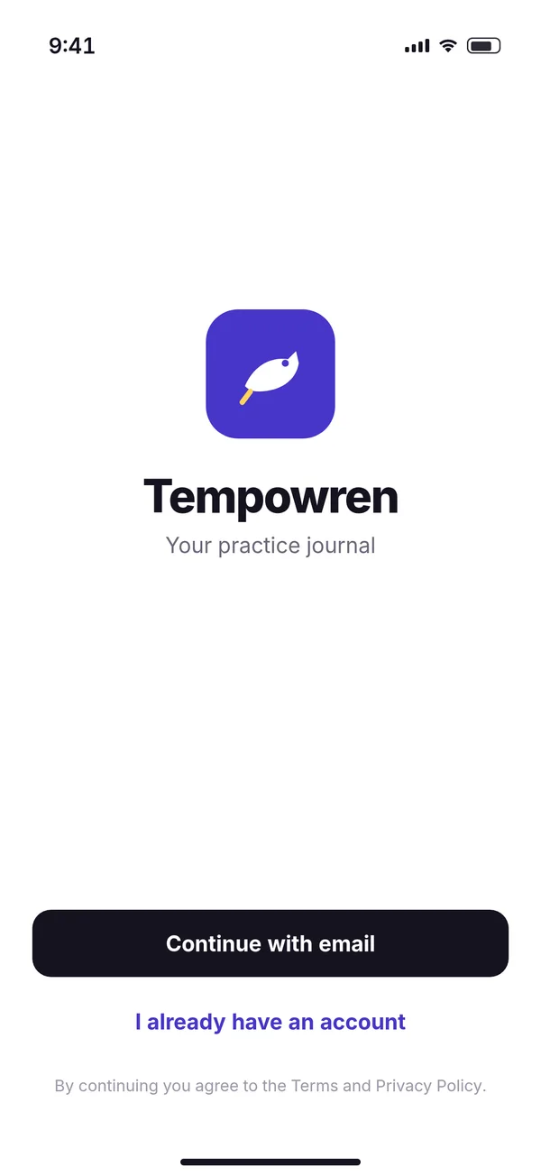 Before, frame 1: the sign-in screen, showing only the app name and Continue with email.